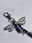 Brelok Ważka - jaspis cesarski, czarny turmalin, stal szlachetna 