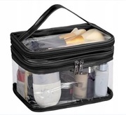 Kosmetyczka Przezroczysta Kuferek Transparentny Basen 2 poziomy czarny