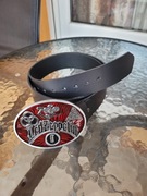 Czarny męski skórzany pasek Led Zeppelin 