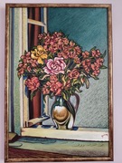 Obraz olejny "Kwiaty w wazonie" 