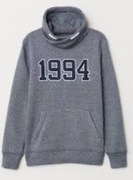 H&M 164 bawełniana bluza pulover szary melanż nadruk napisy kieszeń hoodie