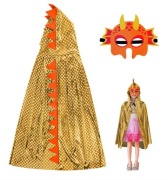 Peleryna dinozaura / smoka - złota + maska