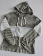 Shein damska bluza z kapturem rozpinana z kapturem cienka oliwk/biała XS/32