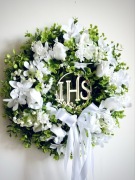 Wianek komunijny na drzwi dekoracja I Komunia ozdoba