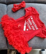 Tutu romper czerwony miękki tiul Krykiet Rozmiar 3-6m