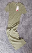 Nowa z metką Sukienka MIDI Prążkowana Khaki Primark XS 34/36 NWM