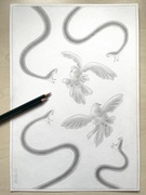 Oryginalny Rysunek węży i gołębi 