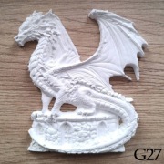 Majestatyczny smok na wieży figurka do malowania dla dzieci magnes z gipsu