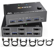 Przełącznik KVM DP 2x2 monitory 4K60Hz USB 3.0 z okablowaniem 827