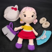 Maskotka LALKA przebieranki zabawka przytulanka zestaw handmade na szydełku