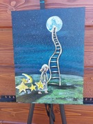 Bajkowa Noc. Obraz akryl werniks 