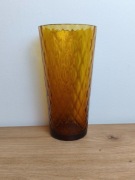 Wazon kanelowany szkło miodowe Sudety z naklejką