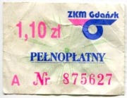 Bilet ZKM Gdańsk , 1,10 zł.