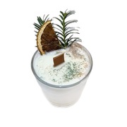 Świecza sojowa z dekoracją pomarańczy i igły duża