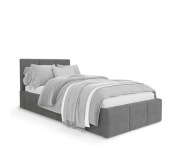 Łóżko Pojedyncze 90x200cm Łóżko Tapicerowane Z Pojemnikiem Szare