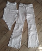 zestaw Rozm M spodnie i body BIAŁE 