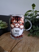 Szklanka kubek Handmade 400ml kota w filizance 