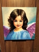 ANIOŁ obraz  Aniołek farbami obrazek 39x39 cm na prezent