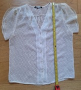 Elegancka bluzka, przeźroczysta, H&M, XS/S, z bufiastymi rękawkami