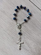 Zestaw 10 szt różańcy dziesiątek.Srebrne z szafirowymi kulkami.Dewocjonalia
