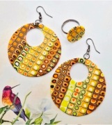 Boho artystyczny komplet zestaw biżuterii kolczyki pierścionek handmade