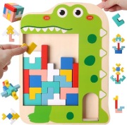 Drewniane puzzle Tetris Tangram 3 w 1