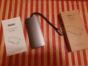 Hub 8 w 1 Typ-C HDMI/USB/LAN/Card Reader Radom