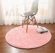 Różowy Puszysty Pluszowy Dywanik 80x80 cm – Miękki