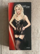 Gorset do paska ze stringami Soft Line czarny rozm. S