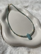 Amazonit naszyjnik choker krótki z kryształem grot boho handmade