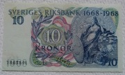 Szwecja SEK 10 koron kronor 1968 P# 56 300-lecie Państwowemu Banku Szwecji