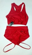 Komplet fitness I pole dance czerwony lycra S