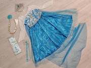 NOWY 110 116 Strój Sukienka Suknia ELSA Akcesoria Frozen Kraina Lodu