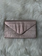 Torebka kopertówka pudrowy róż ze srebrnym brokatem magnetyczny zamek