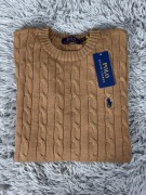 Polo Ralph Lauren sweter vintage cable knit khaki basic S unisex