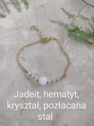 Bransoletka Minimalizm ze Smakiem – chalcedon, hematyt, kryształki