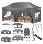 Pawilon ogrodowy składany 6 x 3 m – namiot biesiadny ze ściankami