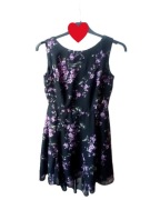 Sukienka Wallis kwiaty czarna ptaki asymetryczna 