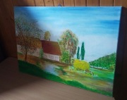 Pejzaż wiejski (akwarela)