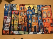 Dywanik, obraz ,bieżnik, wieszak z motywem bajkowych kolorowych domków