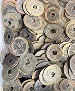 Japonia - monety keszowe 1 mon, 4 mon, Edo (XVII–XIX wiek).