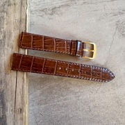 Pasek do zegarka 18mm skórzany gruby brązowy złota klamra