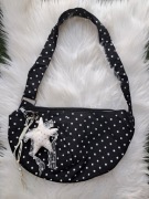 Mała torebka crossbody groszki kropki dots banan wakacje materialowa