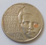 Maria Skłodowska Curie, moneta 10 zł z 1967 roku