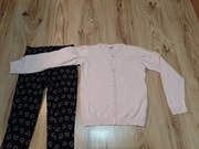 komplet dziewczęcy 128 134 spodnie + sweterek 