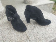 GEOX RESPIRA nr 38-38,5 wygodne czarne botki na słupku skóra