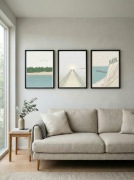 Zestaw 3 plakatów scandi do salonu sypialni 30x40 morze molo plaża