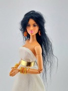 Peruka, włosy dla lalki Barbie czarna wełna 9,5-10cm obwodu głowy