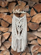 Macrama na ścianę /makrama koło z napisem welcome