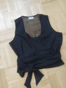 Bluzka czarna z wiązaniem kopertowa rozmiar M